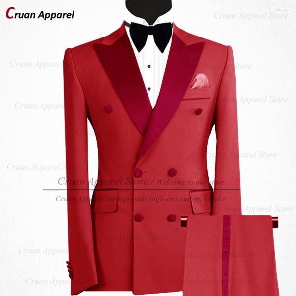 Trajes para hombres Moda gris para hombres Slim Fit Formal Doble botonadura Traje de boda de regreso a casa Blazer Pantalones 2 piezas Conjunto de esmoquin de lujo para hombre