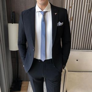 Costumes pour hommes Mode Haut de gamme Revers Hommes Robe de mariée Tuxedos 2023 Marié Slim Fit Costume 2 Pièces Smart Casual Business