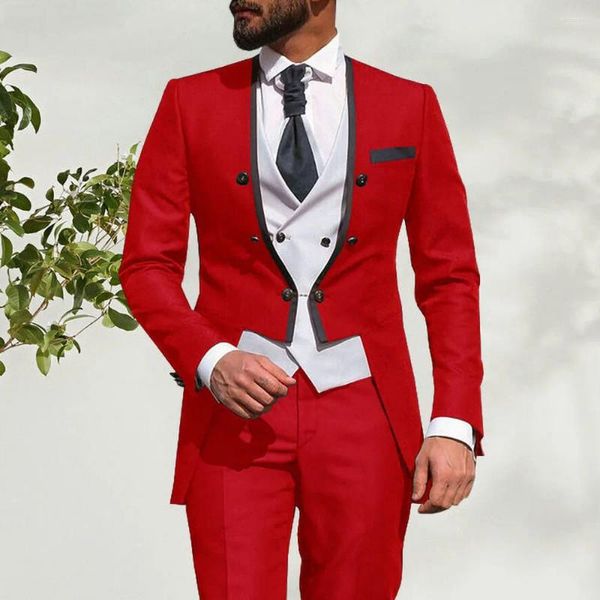 Costumes pour hommes mode italien Tailcoat dernière conception rouge hommes 3 pièces bal fête mariage pour décontracté mince tenue sur mesure