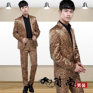 Trajes de hombre moda leopardo Blazer hombres vestido Formal último abrigo pantalón diseños traje Homme Terno Masculino para escenario de hombre