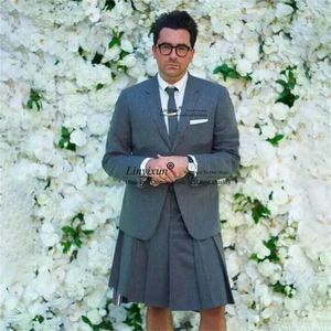 Trajes de hombre a la moda para hombre para graduación, solapa con muescas, esmoquin para boda, conjuntos de 2 piezas, Blazers con falda, Terno Masculino Completo