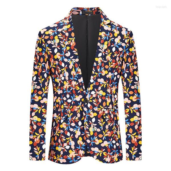 Costumes pour hommes mode hommes impression florale Blazer Gentleman Shwal revers Slim Fit fête mariage bal Costume veste Costume Homme Homme 3XL