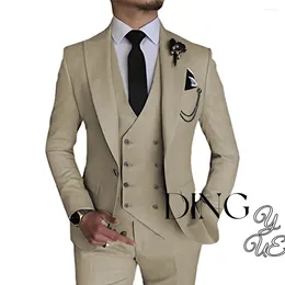 Costumes pour hommes Fashion Men Suit Leisure Butique Business Couleur de couleur Couleur de mariage Pantalon Vest 3 PCS Robe Blazers Veste Pantal
