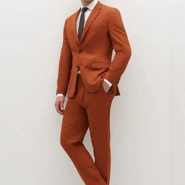 Costumes pour hommes, Blazer Orange, ensemble complet 2 pièces, veste et pantalon, coupe cintrée, intelligent, décontracté, élégant, vêtements formels pour hommes