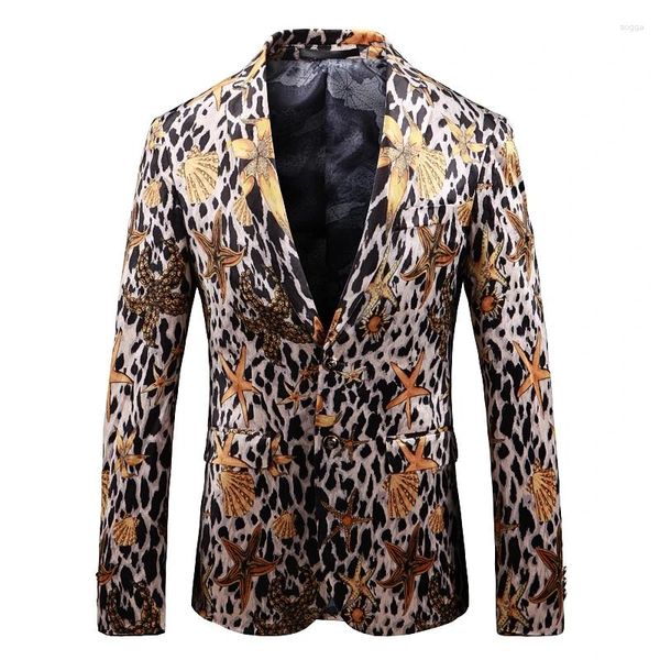 Trajes para hombres Impresión de moda Personalidad Blazer Gold Blazer Tendencia 2024 Traje delgado Vestido de fiesta de club nocturno de gran tamaño