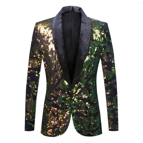 Costumes pour hommes Mode Paillettes Glitter Embelli Blazer Veste Vintage Paillettes Brillant Scène De Mariage Costum Mens Night Club Party Wear