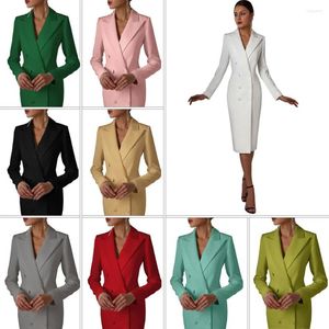 Herenpakken Fashion Slim Double Breasted Women Long Blazer Jurk Ladies Prom Evening Gast Formele slijtage Custom Made