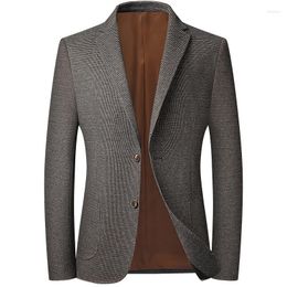 Trajes de hombre moda primavera Otoño Blazer chaqueta traje Casual hombre estampado a cuadros Slim Fit vestido abrigo hombres negocios Blazers traje Homme