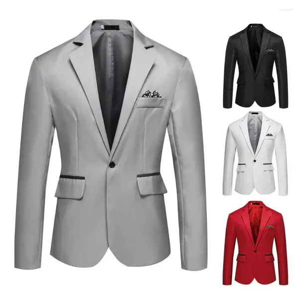 Trajes de hombre Traje de moda Top Casual Manga larga Ligero Bolsillo decorativo Chaqueta Blazer de negocios Todo fósforo