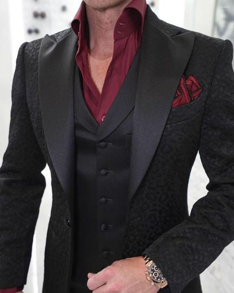 Trajes para hombres traje de moda tuxedo 3 piezas 3 piezas serpentina serpentina chaqueta de estilo británico pantalones de chaleco de chaleco formal