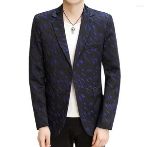 Trajes para Hombres Moda Hombres Jóvenes Chaqueta De Traje con Estampado Pequeño Primavera Y Otoño Chaqueta Informal De Negocios De Un Solo Pecho Abrigos Tops Slim Fit