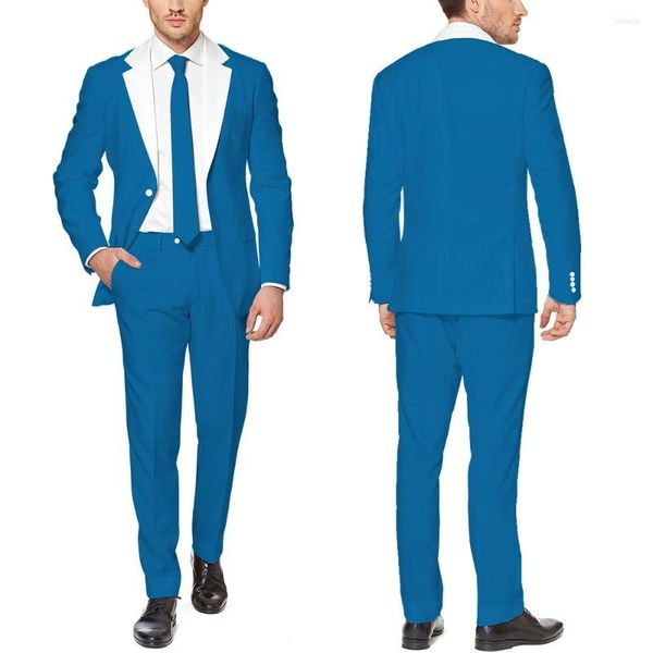 Trajes de hombre Fatastic Fiesta de Navidad Conjunto de traje de hombre Recepción de negocios Reunión Blazer Muesca Solapa Vestido de novio de boda Rojo 2 piezas (Blazer Pant)