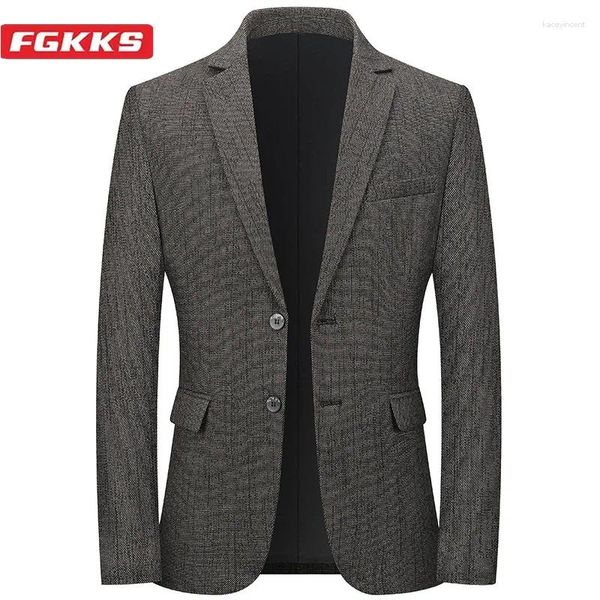 Trajes para hombres fgkks 2024 traje casual blazers algodón chaqueta delgada