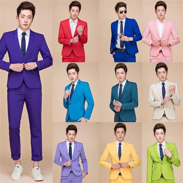 Trajes para hombre, vestido de estudio de cine, traje agrandado, ropa para el escenario de club nocturno, versión coreana, tendencia ajustada colorida