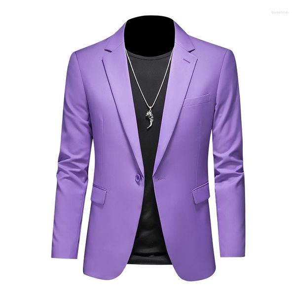 Trajes de hombre Moda fina de alta gama Casual Chaqueta de traje atractivo Color sólido Primavera Doble abertura Vestido británico Single West