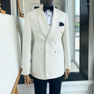 Costumes pour hommes Mariage floral pour hommes Double boutonnage Groom Tuxedo 2 pièces Custom Male Fashion Veste avec pantalon 2024 (Blazer Pantalon)