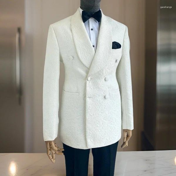 Costumes pour hommes mariage floral pour hommes double boutonnage marié smoking 2 pièces personnalisé mâle mode veste avec pantalon 2024 (Blazer pantalon)