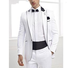 Trajes de hombre para hombre, chaqueta de boda, chaqueta blanca, pantalones, dos piezas, solapa en pico, elegante traje ajustado para hombre 2023