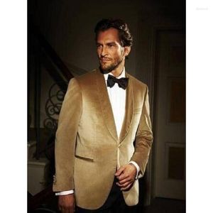 Trajes de hombre para boda, disfraz de terciopelo dorado, vestido de noche de fiesta para hombre, ropa y Blazer, conjuntos de ocasiones formales de negocios