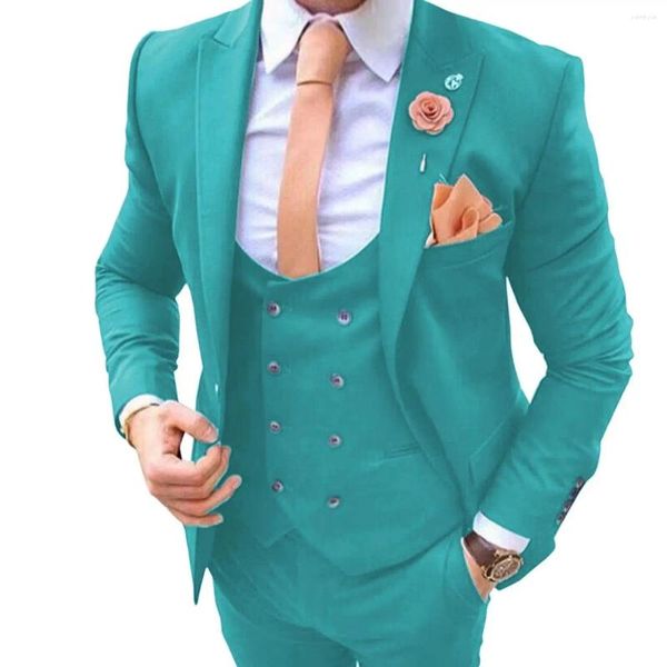 Costumes pour hommes pour mariage coupe ajustée 3 pièces costume smoking gilet pantalon bal 2023 marié smoking blazer