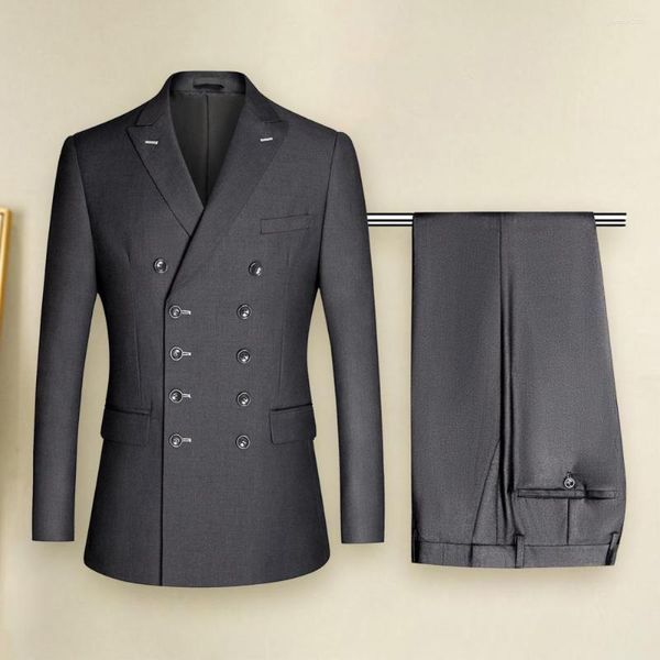 Costumes pour hommes Blazer formel Coupe ajustée Couleur unie Vêtements d'affaires Manteau Pantalon Lavable Mariage