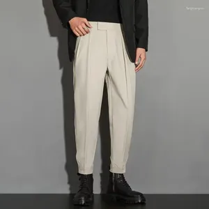 Costumes pour hommes pantalons décontractés formels pantalon de costume jambe droite quotidien couleur unie robe travail tout pantalon élégant F253