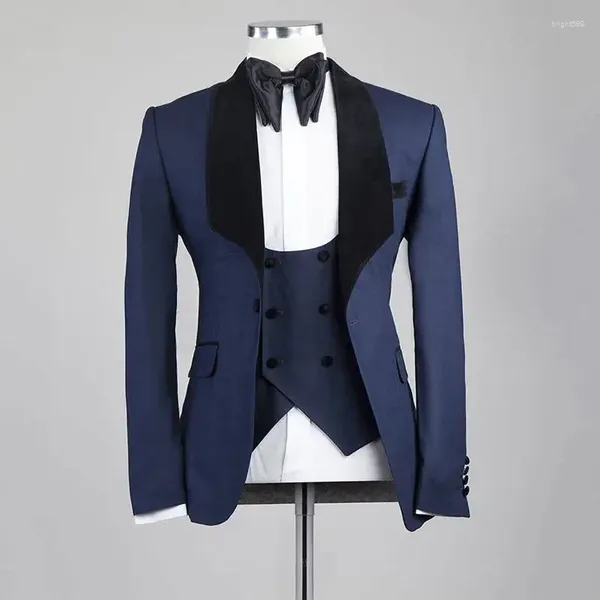 Costumes pour hommes Tuxedo de marié formel pour mariage Slim Fit hommes avec revers châle noir 3 pièces sur mesure veste gilet pantalon 2024