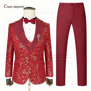 Costumes pour hommes costume formel pour le mariage de mode de mariage banquet sur mesure Slim Fit Blazer Vest Pantal