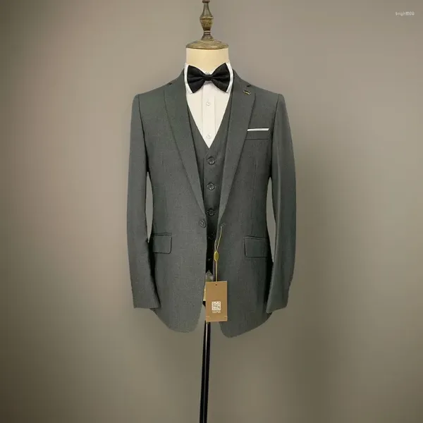 Trajes para hombre, conjunto Formal de tres piezas, traje de oficina informal de negocios, esmoquin de boda para el novio 2024 (abrigo, chaleco y pantalones)