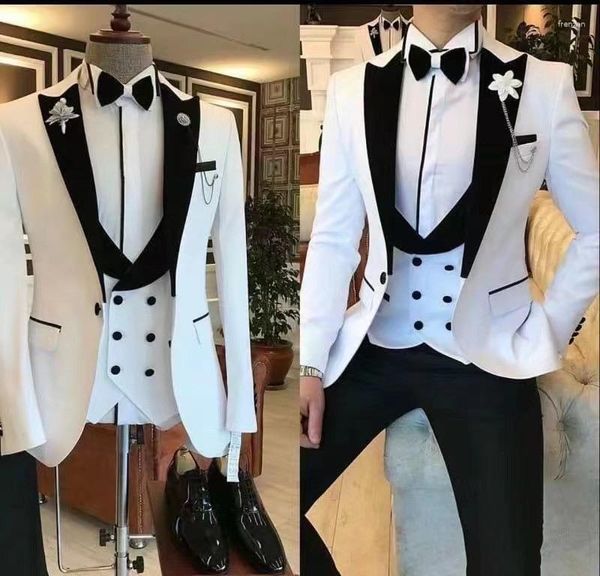 Costumes pour hommes Costume blanc formel pour hommes Slim Fit sur mesure Tuxedos de marié bal pour hommes Groomsman mariage marié manteau gilet pantalon