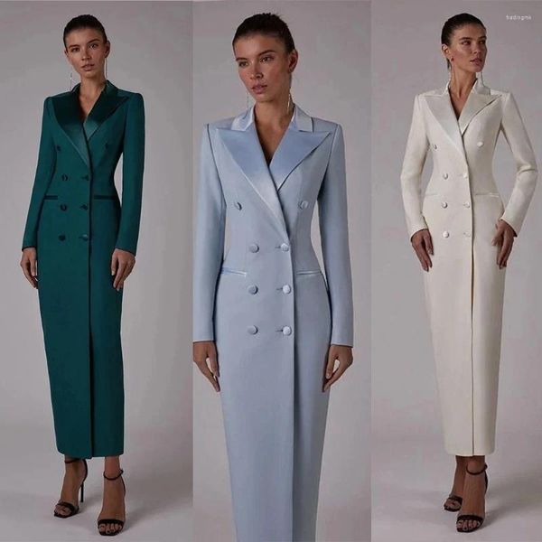 Costumes pour hommes formel femmes blazer veste élégante longue double boutonnage revers de luxe maigre couleur unie bureau dame vêtements sur mesure