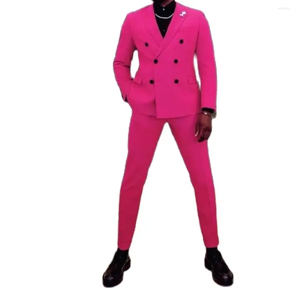 Suisse pour hommes Fuchsia Mens Slim Fit Wedding Wedding Bridegroom Tuxedos Men 2 pièces Vêtement