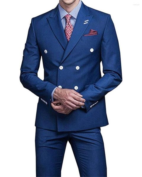 Costumes pour hommes Costumes pour hommes complets Blazer ensembles double boutonnage Slim ajusté veste masculine 2 pièces moderne marié mariage robes d'occasion formelles beau