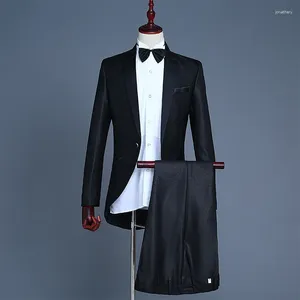 Trajes para hombre, conjunto completo de elegancia, traje de 2 piezas para boda, vestido de negocios, abrigo, pantalones, moda ajustada, Terno Masculino, pajarita gratis