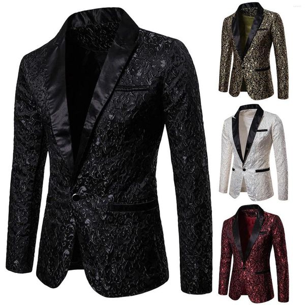 Costumes pour hommes or noir Jacquard bronzant Blazer costume hommes simple bouton veste robe de soirée de mariage bal smoking