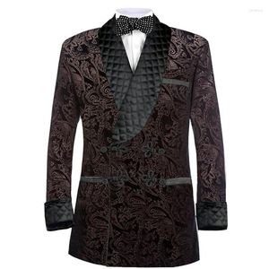 Trajes para hombre, chaqueta para fumar con estampado dorado, chaqueta elegante de diseñador para hombre, chaqueta de esmoquin de 6 colores clásica de terciopelo