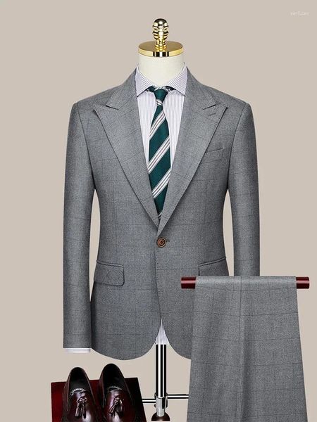 Costumes masculins à plaid gris rétro de style homme de combinaison de combinaison de combinaison de costume de blazer pant