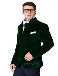 Costumes pour hommes Green / Blee Velvet Hommes Blazer Business Casual Business Mariage Homme Suit Slim Fit Veste de haute qualité