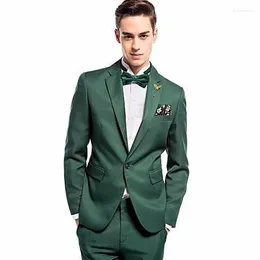 Costumes pour hommes Vert Notch Revers Un Bouton Terno Masculino (Veste Pantalon Bowtie) 2024 2 Pièces Costume De Mode Homme Plus Taille Hommes Tuxedos
