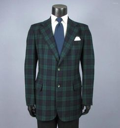 Costumes pour hommes Vert Plaid Hommes 2 Pièces Peaked Revers Tuxedos De Mariage Costume De Marié Homme Party Business Sur Mesure Mâle Manteau Veste