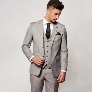 Costumes pour hommes gris Slim Fit hommes costume 2023 mode haut de gamme marié fête de mariage smoking formel bureau d'affaires 3 pièces ensemble veste gilet pantalon