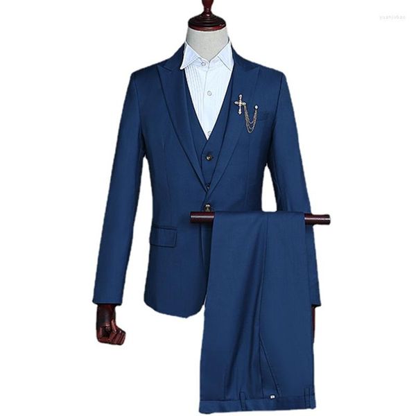 Trajes para hombre, chaleco de vestir para novio, traje de actuación de tres piezas, traje temático de Color Po de presentador de ceremonias de boda para hombres 2023