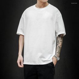 Herenpakken H188 Mode Effen T-shirt Heren Oversized Hiphop Korte mouw Casual katoen Streetwear Top Tees