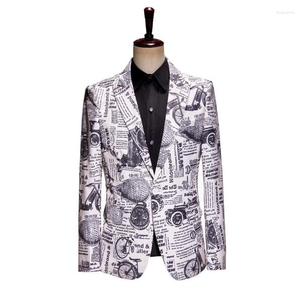 Trajes de hombre Fantasía de Halloween Chaqueta de traje de hombre Gráfico de papel vintage Chaqueta elegante moderna Chaquetas de diseñador Abrigo de hombre