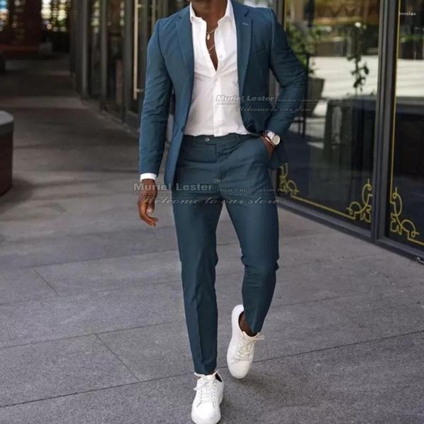 Trajes De Hombre guapos hombres De negocios Borgoña elegante Casual padrino esmoquin hecho a medida 2 piezas Blazer Skinny Trajes De Hombre 2023