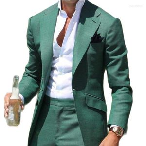 Costumes pour hommes Beau vert Toast Dress Work Business Notch Lapel Party Blazers Manteaux Groom Tuxedos (Veste Pantalon Cravate) W: 715