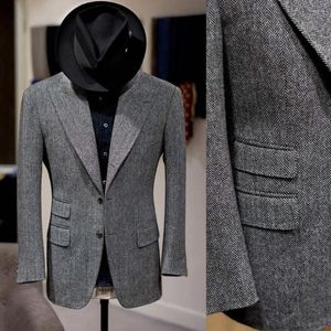 Costumes pour hommes Beau hiver Veste à chevrons Causual Tweed Homme Blazer 3 pièces Costume masculin Dîner Soirée Dressing Terno Masculino