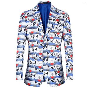 Costumes pour hommes Style hawaïen blazers décontractés hommes plage bateau impression USA taille 48R costume veste Plus événements de mariage fête