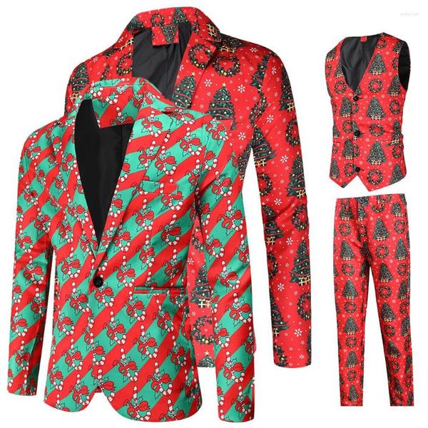 Costumes pour hommes Helisopus adulte costume de fête de noël un bouton imprimé drôle Bachelorette pantalon gilet veste