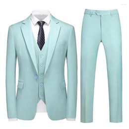 Suits para hombres Herren Anzug 2023 Último color de color sólido Traje de negocios de la oficina del novio Fiesta de vestidos de novia 3 piezas (pantalón de chaleco blazer)